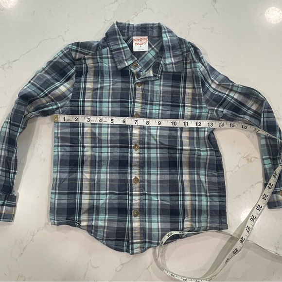 Boys Blue Plaid Button Down Shirt - Jumping Beans - Size 5 - Picture 5 of 7